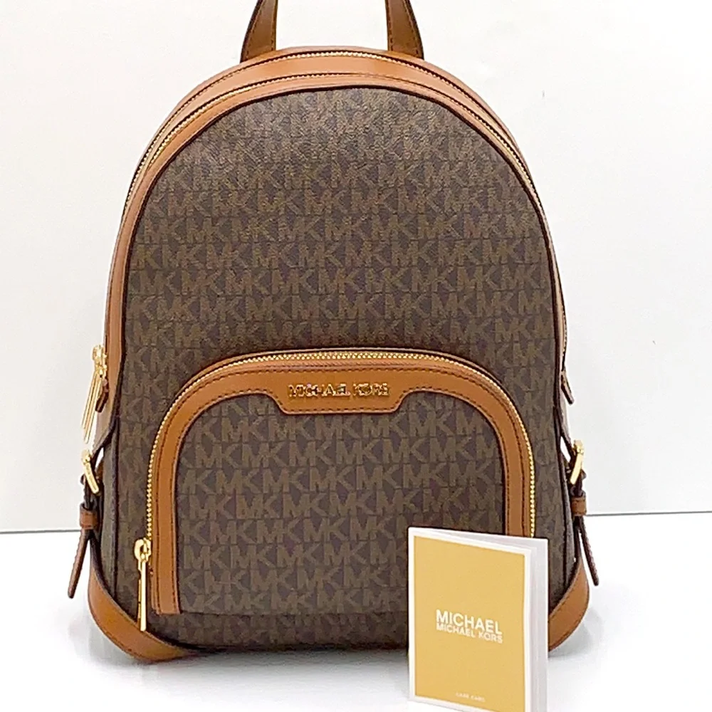 MICHAEL KORS JAYCEE MEDIUM BACKPACK BROWN SIGNATURE COLOR NWT - Picture 2 of 16